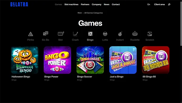 Online Bingo games screenshot